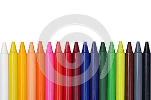 Crayons for children in a row with copyspace