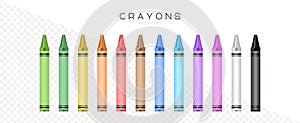 Crayons. Colorful wax pencils collection. Vector realistic illustration EPS10