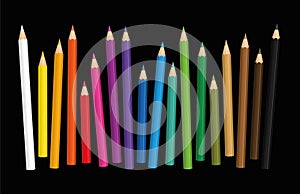 Crayons Different Lengths Loosely Arranged Black Background photo