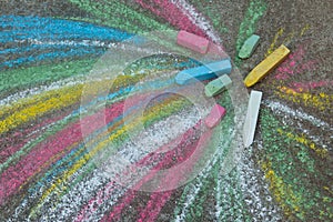 Crayons for drawing on the pavement