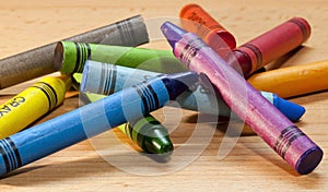 Crayons lying in chaos