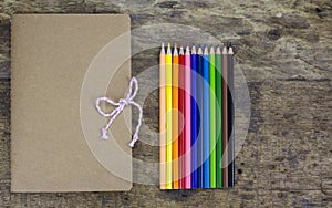 Crayons and notebooks