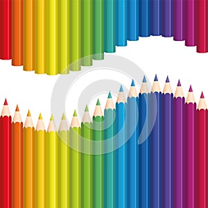 Crayons Rainbow Colored Pencils Wave Seamless
