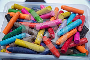 Crayons on the table. Montessori wood color gamut . crayon and paper photos on the table, colorful theme backgrounds, drawing