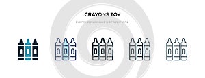 Crayons toy icon in different style vector illustration. two colored and black crayons toy vector icons designed in filled,