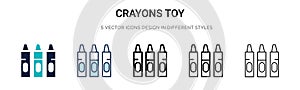 Crayons toy icon in filled, thin line, outline and stroke style. Vector illustration of two colored and black crayons toy vector