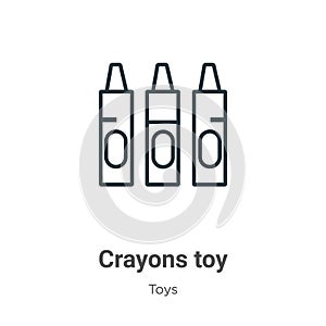 Crayons toy outline vector icon. Thin line black crayons toy icon, flat vector simple element illustration from editable toys