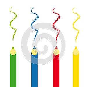 Crayons on white background