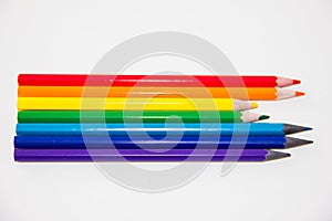 Crayons on white background. design creative work postcard