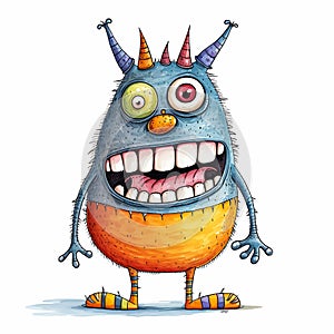 Crazed Boogie Illustrator: A Cartoon Monster With Blue Horns, Or photo