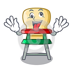 Crazy baby highchair isolated on the mascot