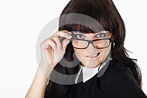 Crazy beautiful woman wearing glasses photo