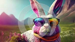 A crazy bunny with sunglasses