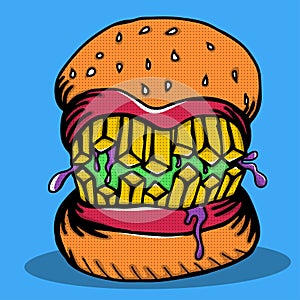 Crazy Burger Monster Doodle