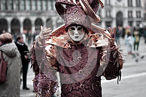 The crazy carnival in St. Mark`s Square in Venice