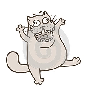 Crazy cartoon cat. Vector illustration