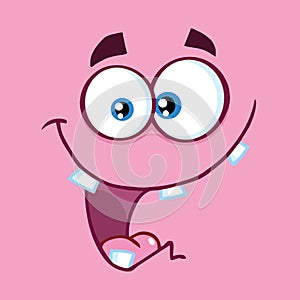 Crazy Cartoon Funny Face With Smiling Expression