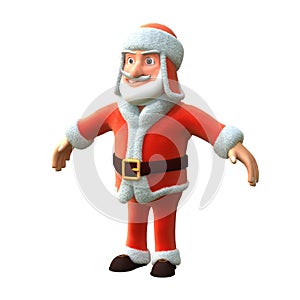 Crazy cartoon santa on an isolated white background. 3d illustration