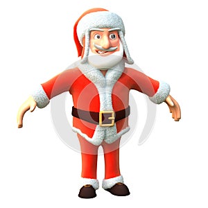 Crazy cartoon santa on an isolated white background. 3d illustration