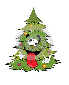 Crazy christmas tree cartoon
