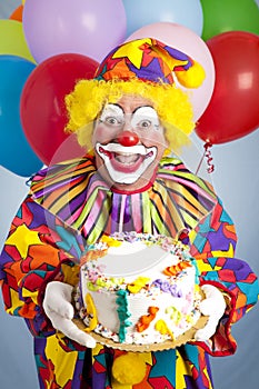 Crazy Clown with Birthday Cake