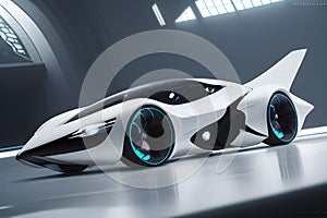 Crazy concept-car perfect composition in white generative ai