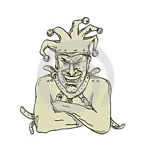 Crazy Court Jester Straitjacket Drawing