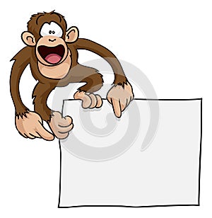 Crazy cute monkey sign illustration