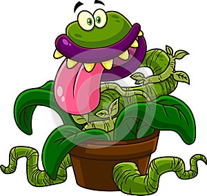 Crazy Evil Carnivorous Plant Cartoon Character