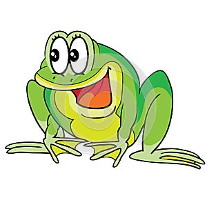 crazy frog character, cartoon illustration, isolated object on white background, vector illustration