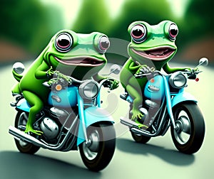 Crazy Frog on Motorcycle, Generative AI Illustration