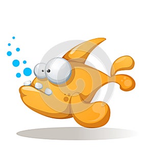 Crazy, funny, cute fish - cartoon character illustration.