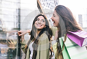 Crazy girls making shopping