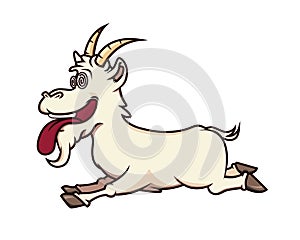 Crazy Goat with Sticking Its Tongue Out Gesture visualized with Simple Illustration