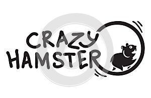 Crazy Hamster runnning funny logo