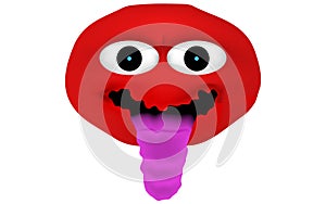 Crazy and insane red emoticon with lolling tongue (tongue out of