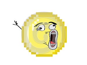 Crazy internet meme illustration of Pixel art golden coin