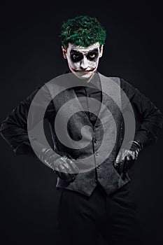 Crazy joker face. Halloween