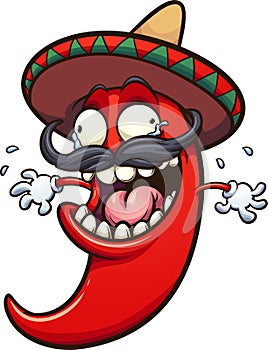 Crazy laughing and crying Mexican chili pepper