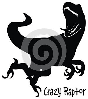 Crazy Looking Velociraptor Silhouette Isolated on White with Clipping Path for Vinyl Heat Transfer Sublimation Designs