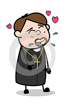 Crazy in Love - Cartoon Priest Religious Vector Illustration