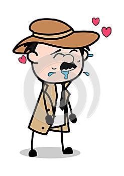 Crazy for Love - Retro Cartoon Police Agent Detective Vector Illustration