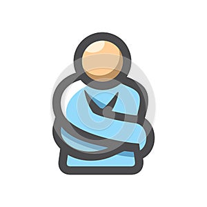 Crazy mad Man. Guy in a straight jacket. Vector icon Cartoon illustration