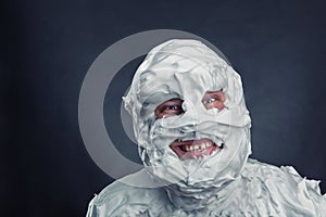 Crazy man with shaving foam on his face