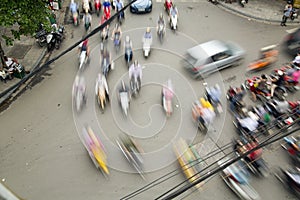 crazy motorbike traffics, Hanoi, Vietnam