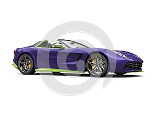 Crazy purple and green sports car - beauty shot