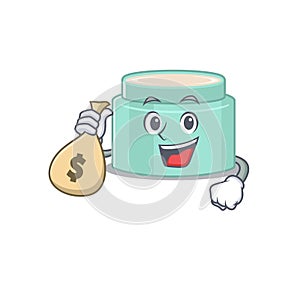 Crazy rich lipbalm mascot design having money bags
