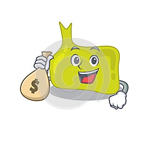 Crazy rich pituitary mascot design having money bags