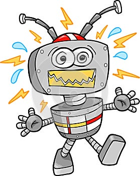 Crazy Robot Vector Illustration