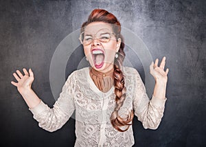 Crazy screaming woman